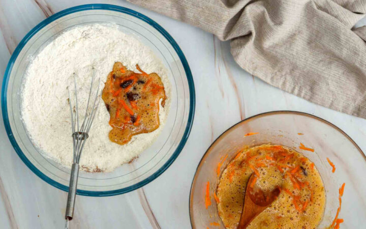Combine wet ingredients with dry ingredient.