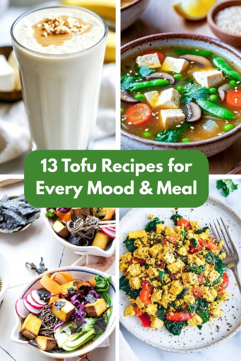 A collage of tofu recipes.