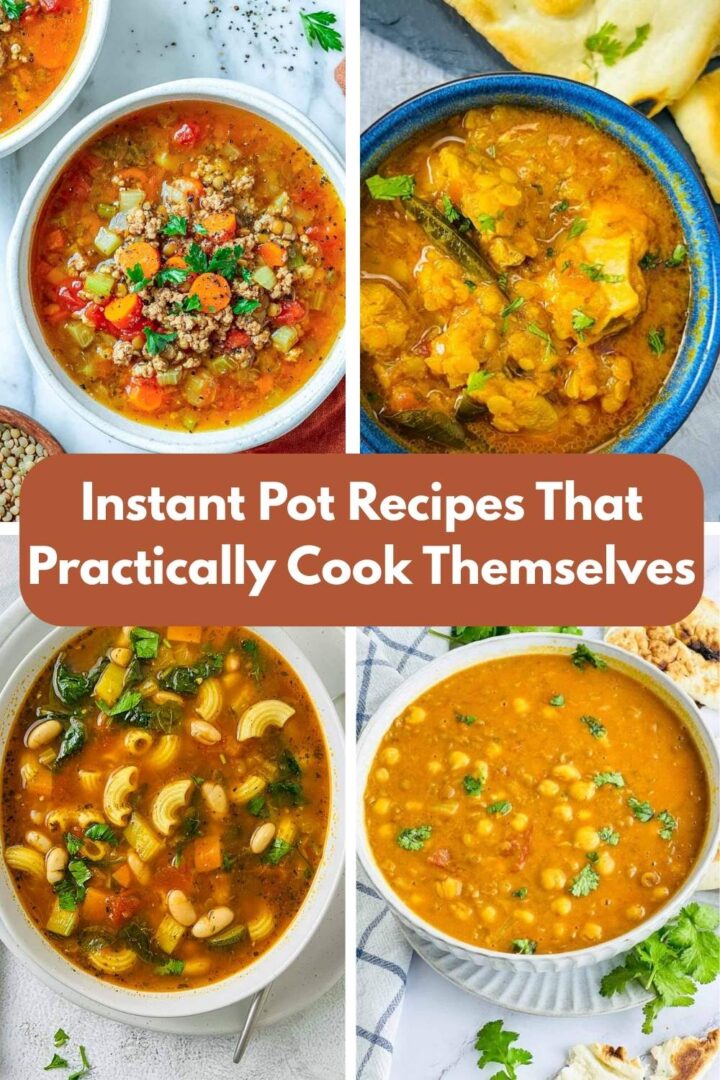 A four-image collage of Instant Pot recipes.