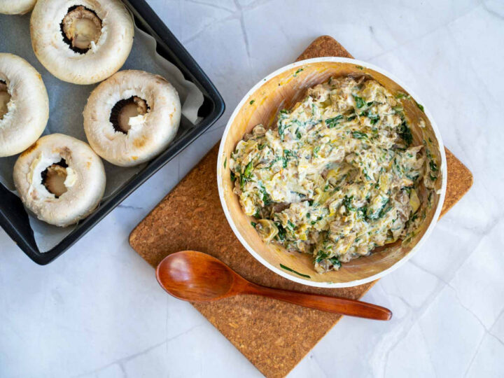 Cream cheese and veggie mixture in a bowl.
