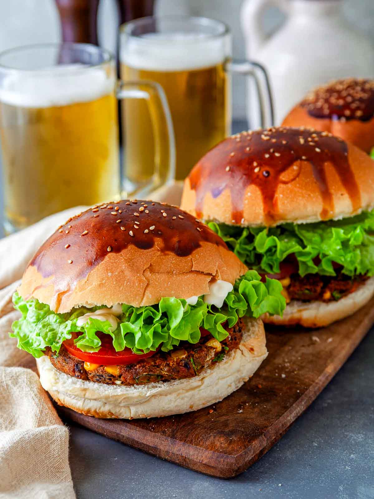 Easy Black Bean Veggie Burgers with BBQ Sauce and Salsa