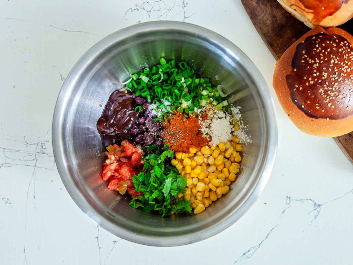 Easy Black Bean Veggie Burgers with BBQ Sauce and Salsa