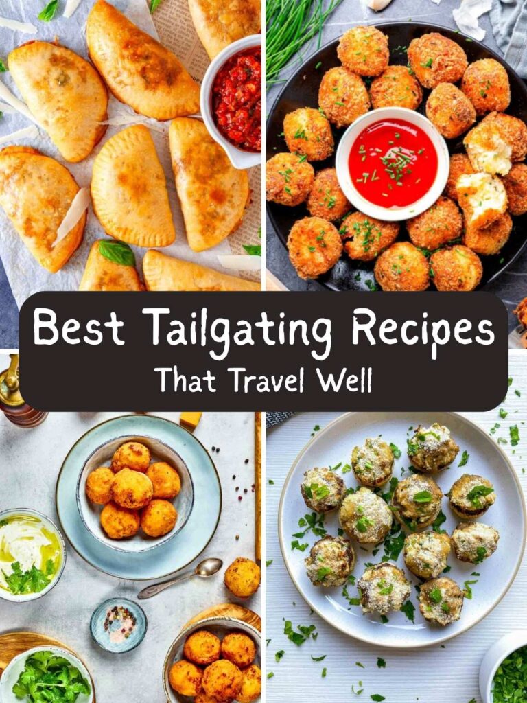 A collage of four tailgating recipes with text overlay.